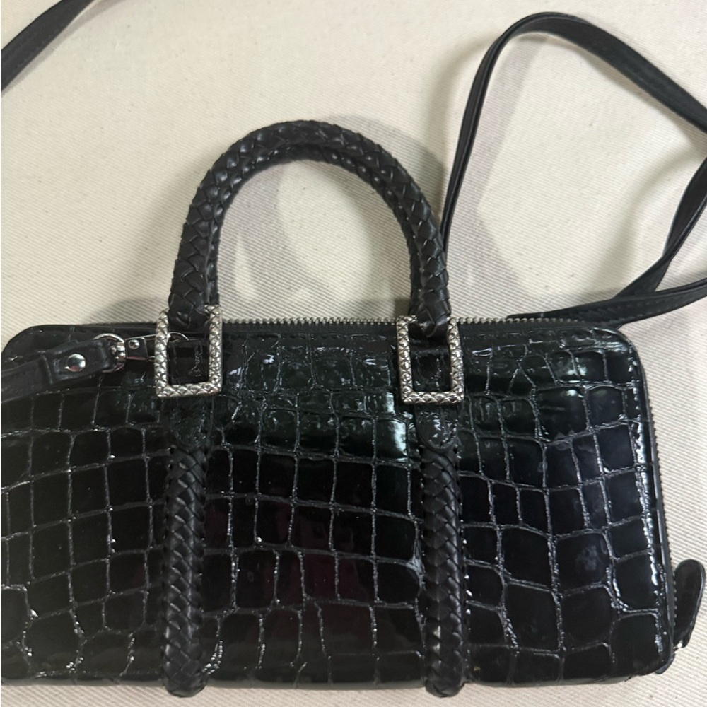Brighton Black Small Purse/Crossbody | Croc Detail | Strap included
